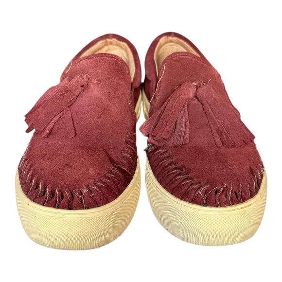 J/Slides NYC Suede Tassel Platform Slip-On Sneakers Women’s 7.5 – Burgundy - Picture 2 of 8